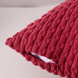 크리스마스 레드 코듀로이 소프트 솔리드 쿠션 커버 장식 사각형 스로우 베개 케이스 홈 소파 침대용