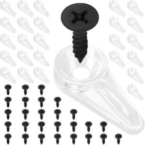 나사가 달린 유리 캐비닛 도어 패널 리테이너 클립 50팩 홀더 창 스크린 고정 장치 클립(클리어 0/0