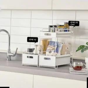 공간박스 슬라이딩 적층 수납함 팬트리 2단