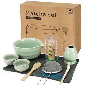 징비 10피스 말차 위스키 세트, 볼과 컵이 포함된 키트, 및 홀더, 스쿱, 스푼, 체, 수건, 핸드북, 생일 크리스마스 선물 세트