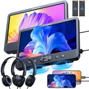 고나비디오 10.1인치 듀얼 자동차 DVD 플레이어(HDMI 입력, 헤드폰, 마운팅 브래킷, 지원용 헤드레스트 플레이어 USB/SD 카드, AV 입력/출력, 라스트 메모리, 같은 영화 또는 두 편 재생, 배터리 없음)