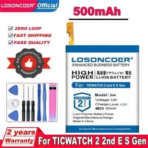 로손코어 500mAh SP 372728 TICWATCH 2용 배터리 S WE11056 1 S2 E2 Pro 4G용 E용 2세대
