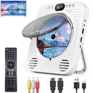 HDMI AV 케이블, 내장 스피커, USB 및 AUX 재생, 1080P 비디오 출력, 벽걸이 컴팩트 홈 엔터테인먼트 시스템을 갖춘 TV u2013 블루투스 CD/DVD 플레이어용 미니 CD 플레이어