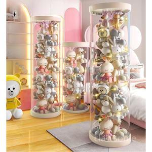 디스플레이 호환 아크릴박스 투명 보관 지퍼 원통형 전시용 인형