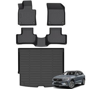 볼보 XC60 2018-2026용 바닥 매트 및 카고 라이너(T5 / T6 / B5 / B6용, PHEV / 재충전용 제외), 볼보 XC60 미끄럼 방지 전면 및 2열 및 트렁크 매트용 TPE 전천후 바닥 라이너