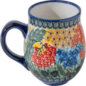 ALMA 12온스 수제 커피 머그잔 세라믹 핸드 워머 전자레인지 및 식기세척기 사용 가능 플라워 머그잔봄의