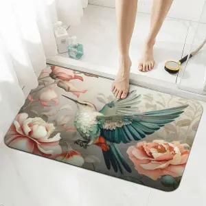 후즈지 규조토 목욕 매트 - 스타일리시한 프린트가 있는 논슬립 퀵 드라이 욕실 러그 샤워용 흡수 바닥