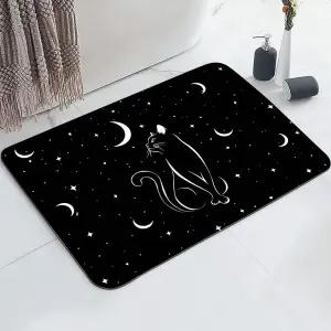 이스메이 별이 빛나는 블랙 캣 욕실 매트 미끄럼 방지 초흡수 목욕 카펫 고무 등받이 도어 바닥 러그