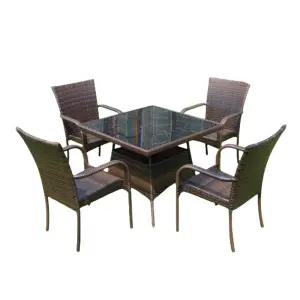 야외 라탄 테이블 의자 베란다 테라스 정원 가구 세트 원형 전원주택 4인세