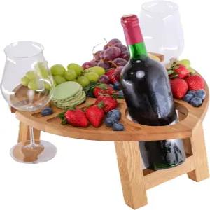 커플을 위한 독특한 약혼 선물 디어 - 나무 하트 모양의 휴대용 피크닉 테이블 접이식 샤커트리 보드 와인
