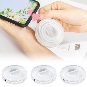 회전식 투명 충전 코드  휴대용 홀더 원형 보관 케이스 개폐식 릴 박스 케이블 와인 더