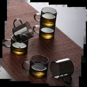 유리잔홍차잔 투명디자인 고급스러운 차 마시기용 카페 식사 홈파티 선물용 세트