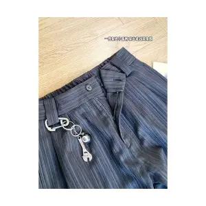 슬램덩크 남성 면 바지 블랙 구제 스트라이프 정장 가을 커프 일자핏 와이드 HO3