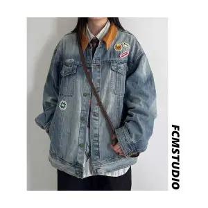 키체샵 남성 청자켓 가을 데님 코트 표 스트리트 재킷 빈티지 캐주얼 상의 HO3