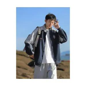 룽나루 남성 맨투맨 소매 카디건 가을 차이나 야구복 커플 스포티 HO3