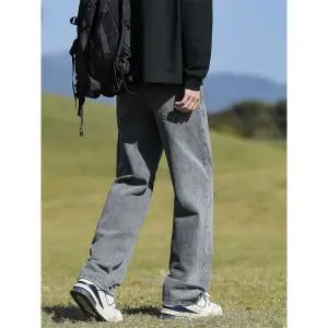 록쉬블몰 남성 배기핏 바지 물걸레질 가을 대학생형 청 신탕 트렌드 HO3