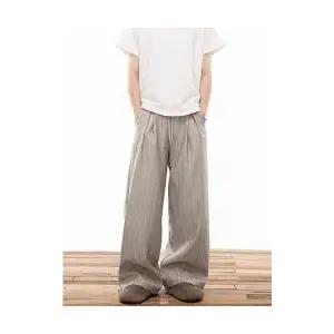 록쉬블몰 남성 배기핏 바지 빈티지 스트라이프 정장 가을 오피스룩 캐주얼 HO3