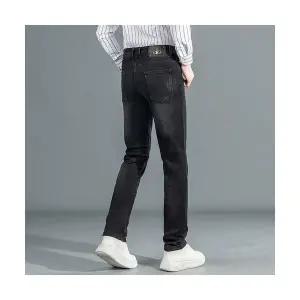 록쉬블몰 남성 배기핏 바지 가을 블랙 자수 청 HO3