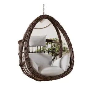 라탄 그네의자 매트 행잉 빈백 둥지 실내 쿠션 체어 우드 그레인