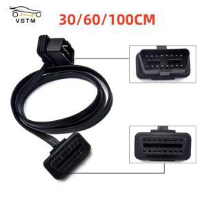 30/60/100CM OBDII 16핀 남성-여성 자동차 스캐너 플랫+씬 누들형 소켓 연장 케이블 커넥터
