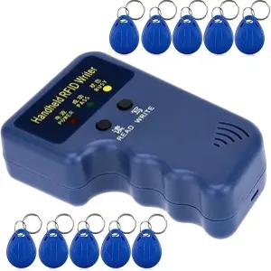 Godely RFID 핸드헬드 125kHz 키포브 스마트 리더 라이터 복사기(10pcs 쓰기 가능한 T5577 키 카드 포함)
