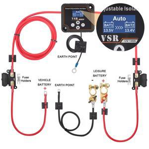 12V 140A 듀얼 배터리 스마트 아이솔레이터 LCD 디스플레이 VSR 자동차 릴레이 디지털 전압 감지 설정 분리