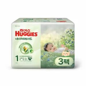 하기스 2025 네이처메이드 공용 1단계 밴드형/신생아용 66매, 3팩