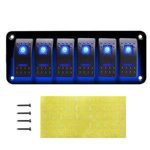 라젤 범용 LED 백라이트 6갱 로커 스위치 패널 과열 보호 기능 차량용 보트 트럭용