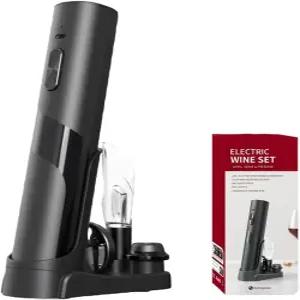 충전식 전기 와인 병따개 7in1 선물 세트전기 진공 펌프 충전 스테이션 호일 커터 에어레이터 퍼러 및