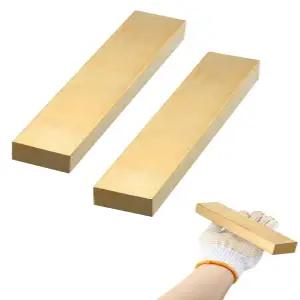 펠로피 2개 금속 황동 사각 바 솔리드 플랫 재고 DIY 공예품 (0.4 x 1 10 인치)