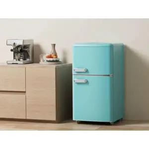 레트로 컴팩트 냉장고 냉동 냉장 빈티지 미니냉장고 49l 더블도어 복고풍 블루 냉장냉동