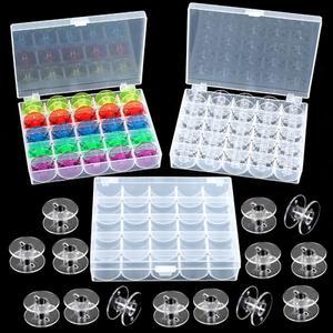 25피스 명확한 재봉틀 보빈 스풀 도구 빈 플라스틱 보관 상자 홈 액세서리