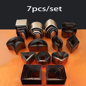 7피스 원형 모양의 커터 DIY 가죽 귀걸이 쥬얼리 공예 라운드 벨 실리콘 다이 커팅 나이프 펀치 도구 금형