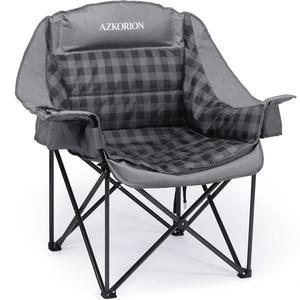 AZKORION 오버사이즈 캠핑 의자 휴대폰 파우치와 듀티 아웃도어 헤비 있는 500파운드 휴대용 패딩 위한 사이드 홀더가 지원 해변 1팩 스포츠를 낚시