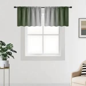 심플홈 세이지 그린 작은 커튼 주방용 방수 소프트 로드 포켓 밸런스 카페/RV 캠핑카용 룸 다크닝 패널 2개