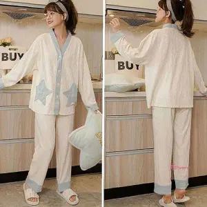 편한 잠옷세트 긴팔 원피스파자마 치마 데일리efg611