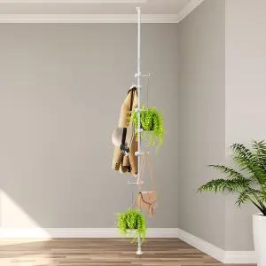 의조입 코너 코트 랙 - 타월 플랜트 등을 위한 12 후크 텐션 로드 스탠드 스테인리스 스틸 정리함 드릴링