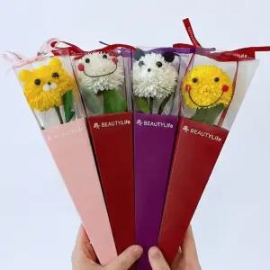 캐릭터비누꽃 한송이 꽃다발 스마일퐁퐁 팬더 라이언 단체꽃 행사 답례용 대량 축하꽃 이벤트 꽃선물 기업 회사 교회