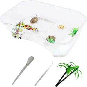 PINVNBY 플라스틱 거북이 수조 파충류 서식지 애완동물 테라리움 테라핀 탑퍼 플랫폼 식물 내구성 안전성