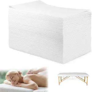 LIQWEI 100개 일회용 마사지 테이블 시트 31인치 x 71인치 부직포 침대 미용 타투 살롱 SPA 호텔 시트용