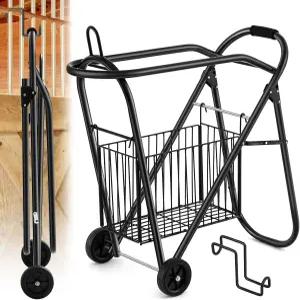 바퀴가 달린 키트킨 말 안장 택 카트 후크가 롤링 언 헤비 듀티 트레일러 정리함 접이식 신치 장비 이동