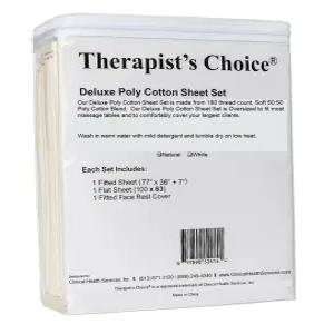 테라피스트 u2019s Choice 마사지 테이블용 디럭스 폴리 코튼 시트 3종 세트 플랫 피팅 페이스 레스트