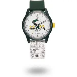 Q Q PEANUTS Snoopy 컬렉션 시계 [세금포함] [정품] 그린 골프 여성 x 옐로우 M 패션시계 손목시계 명품시
