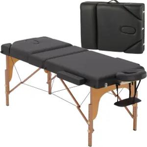 베스트 마사지 침대 휴대용 테이블 77인치 L 28인치 W 래쉬 높이 조절 가능한 3 접이식 PU 가죽 옥스포드