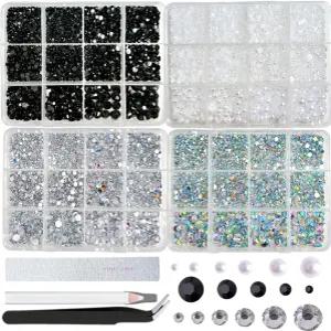 3D 플랫백 펄 네일 매력과 보석 화이트 블랙 라인스톤 매력은 디자인 비데즐링 젬 다이아몬드 크리스탈은