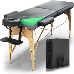 럭스턴 홈 프리미엄 폼 마사지 테이블 휴대용 접이식 침대 높이 조절 가능 72인치 길이 27인치 와이드 살롱