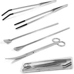 실리콘 팁 집게 평평하고 둥근 숟가락 곡선 가위가 포함된 파충류 먹이 키트 5개 수염 용 뱀 거미 수족관