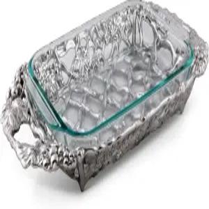 아서 코트 메탈 파이렉스 유리 카세롤 접시 홀더 포도 패턴 모래와 장인의 품질 핸드 폴리싱 디자인으로