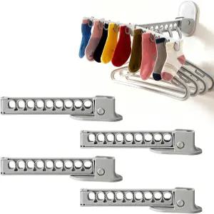 지유징 접이식 건조대 세탁 벽걸이 - 속옷 걸이 및 양말 걸이에 이상적입니다(4팩 그레이 2개 화이트 2개)