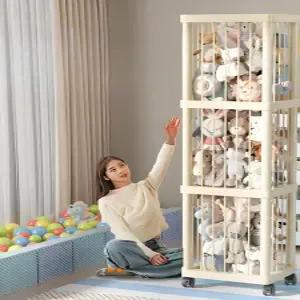 모델 수납함 바퀴 이동 플라스틱 봉 화이트 바퀴이동 소품정리함 봉제인형 롤러 키밍